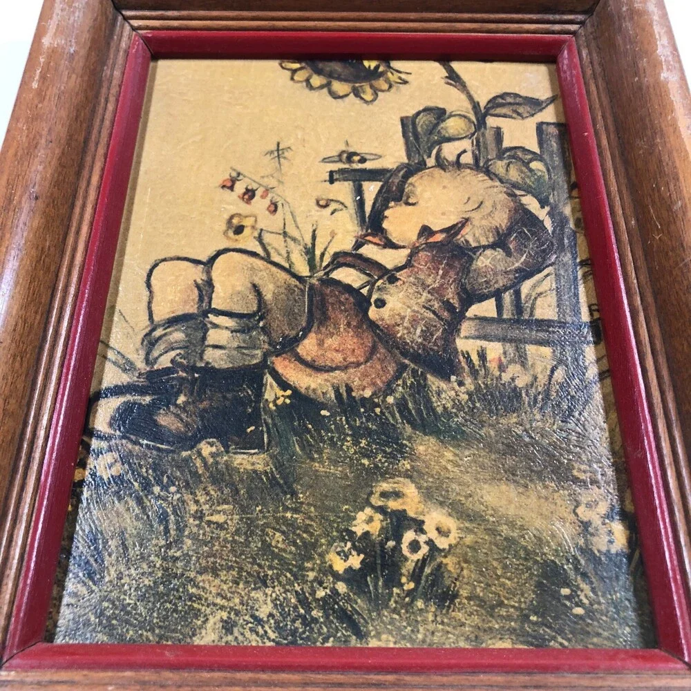 Lot of 4 Bonnie Belgium Signed Framed Drawings of Children Yellow 8